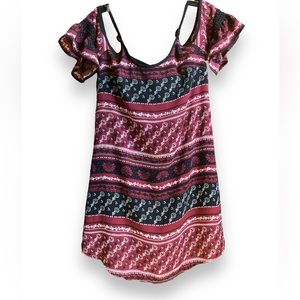 Xhilaration EUC maroon black and white bandana pattern dress. Size XSMALL